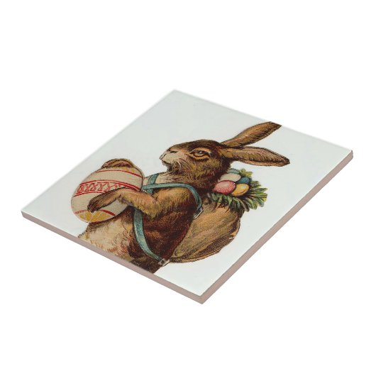 Vintag Osterhase mit Eiern Fliese (Seite)
