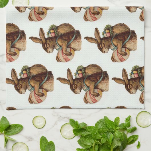 Vintag Osterhase mit Eiern Geschirrtuch (Gefaltet)