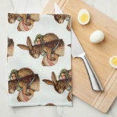 Vintag Osterhase mit Eiern Geschirrtuch (Viertel Falte)