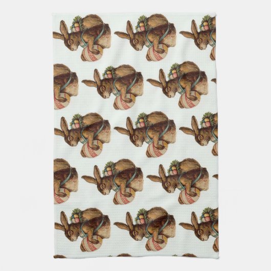 Vintag Osterhase mit Eiern Geschirrtuch (Vertikal)