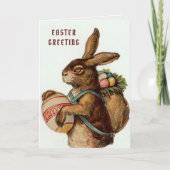 Vintag Osterhase mit Eiern Karte (Vorderseite)