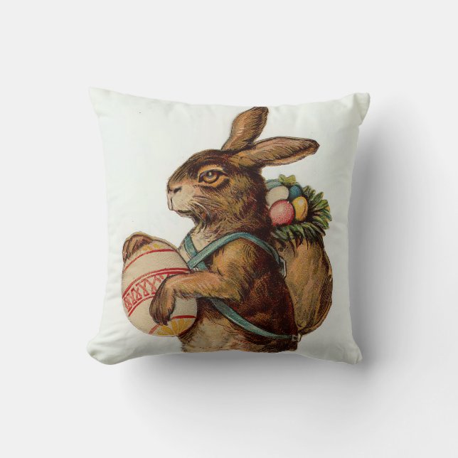 Vintag Osterhase mit Eiern Kissen (Vorderseite)