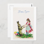 Vintag Osterhase mit Girl Postkarte (Vorne/Hinten)