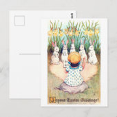 Vintag Osterhase mit Girl Postkarte (Vorne/Hinten)