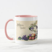 Vintag Osterhase mit Ostereiern im Korb Tasse (Links)