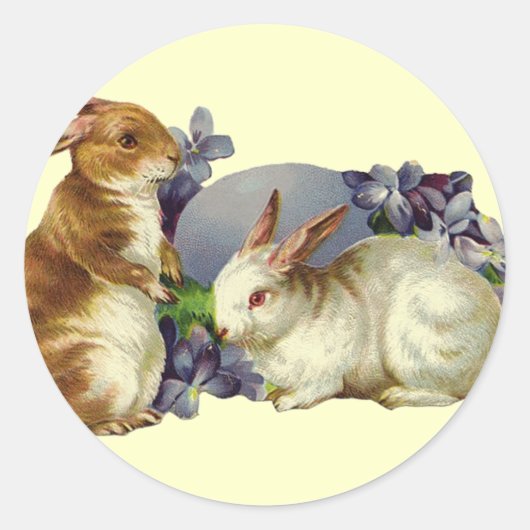 Vintag Osterhase Runder Aufkleber (Vorderseite)