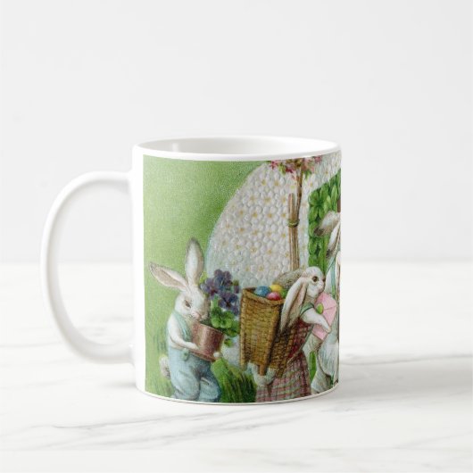 Vintag Osterhase und Ostereier Garten Kaffeetasse (Links)
