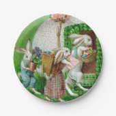Vintag Osterhase und Ostereier Garten Pappteller (Vorderseite)