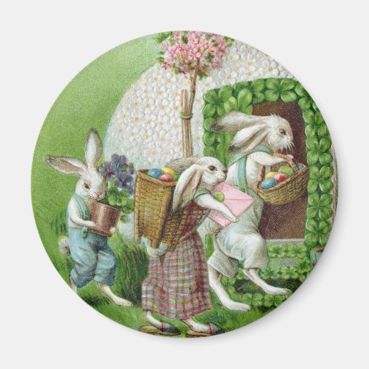 Vintag Osterhase und Ostereiergarten Magnet (Vorne)
