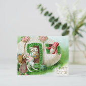 Vintag Osterhase und Ostereiergarten Postkarte (Stehend Vorderseite)