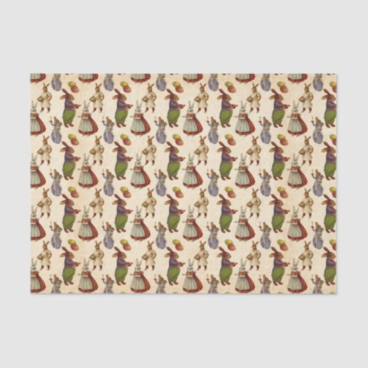 Vintag Osterhasen Holiday Party-Gewebe gekachelt Seidenpapier (Vorderseite)