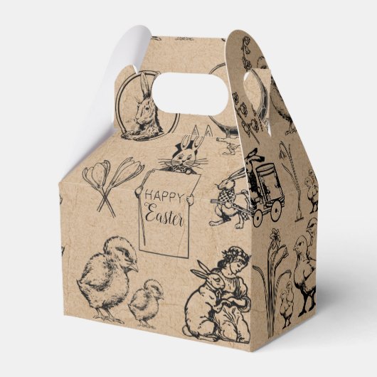 Vintag Osterhasen und Chick Kraft Brown Geschenkschachtel (Vorderseite)