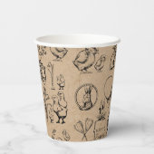 Vintag Osterhasen und Chick Kraft Brown Pappbecher (Rückseite)