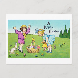 Vintag Osterkind Bunny Chick Postkarte