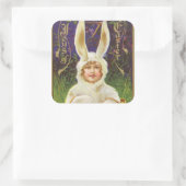 Vintag-Osterkinderhustenstich Quadratischer Aufkleber (Tasche)
