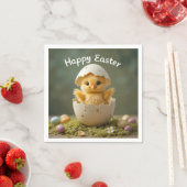 Vintag Osterküken in Ei Rustikale Ostern Serviette (Beispiel)