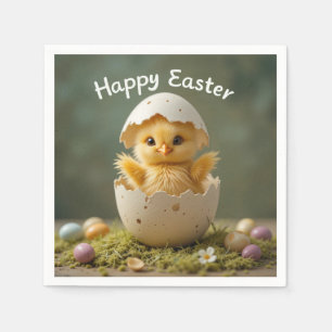 Vintag Osterküken in Ei Rustikale Ostern Serviette