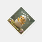 Vintag Osterküken in Ei Rustikale Ostern Serviette (Ecke)