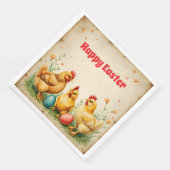 Vintag Ostern 3 Kleine Hühnerferien-Sammlung Serviette (Ecke)