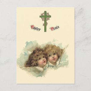 Vintag Ostern, Angeln Wolken im Himmel Feiertagspostkarte