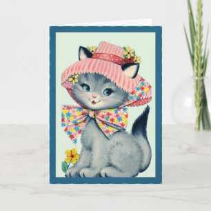 Vintag Ostern Bonnet Kitty Feiertagskarte
