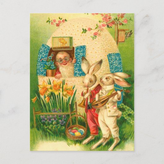 Vintag Ostern Bunny Postcard Feiertagspostkarte (Vorderseite)