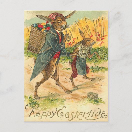 Vintag Ostern Bunny Postcard Feiertagspostkarte (Vorderseite)