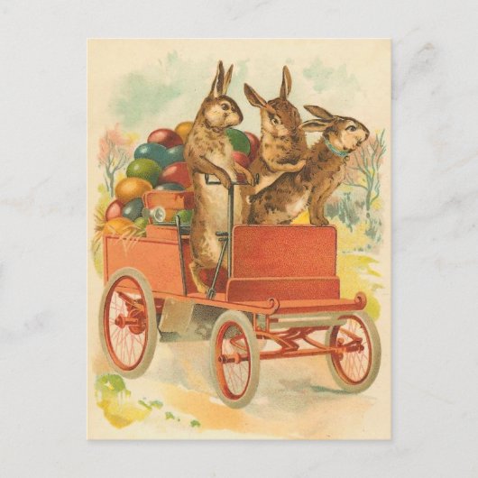 Vintag Ostern Bunny Postcard Feiertagspostkarte (Vorderseite)
