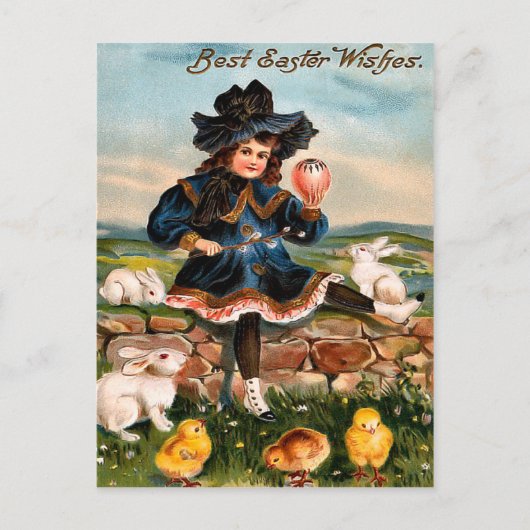 Vintag Ostern Bunny Postcard Feiertagspostkarte (Vorderseite)