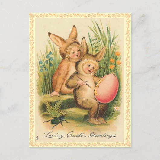 Vintag Ostern Bunny Postcard Feiertagspostkarte (Vorderseite)