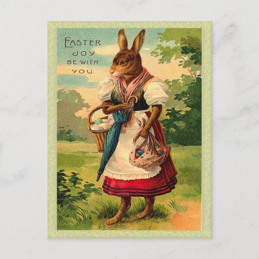 Vintag Ostern Bunny Postcard Feiertagspostkarte (Vorderseite)