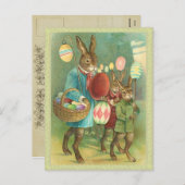 Vintag Ostern Bunny Postcard Feiertagspostkarte (Vorne/Hinten)