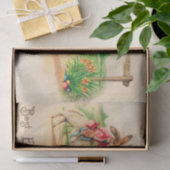 Vintag Ostern Bunny Rabbit Riding Lambs Grüße Seidenpapier (Geschenk)