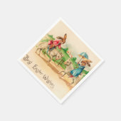 Vintag Ostern Bunny Rabbit Riding Lambs Grüße Serviette (Ecke)