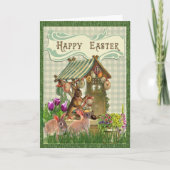 Vintag Ostern Bunny Rabbit Weihnachtskarte Karte (Vorderseite)