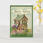 Vintag Ostern Bunny Rabbit Weihnachtskarte Karte (Gelbe Blume)