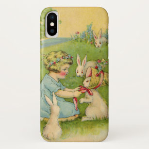 Vintag Ostern, Girl-Bonnet auf dem Kaninchen iPhone X Hülle