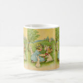 Vintag Ostern, Girl-Bonnet auf dem Kaninchen Kaffeetasse (Mittel)