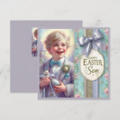 Vintag Ostern ~GLÜCKLICHER OSTSON ~ Junge ~ Feiertagskarte (Vorne/Hinten)