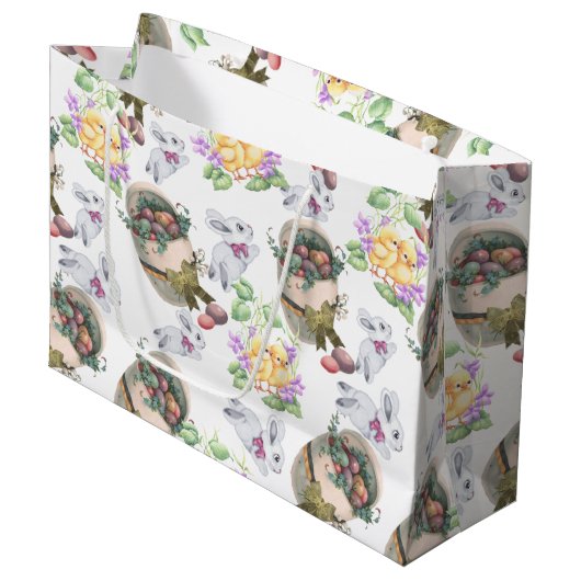 Vintag Ostern Große Geschenktüte (Vorderseite Schrägansicht)