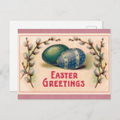 Vintag Ostern Grüße Eier Rosa Postkarte (Vorne/Hinten)