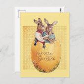 Vintag Ostern Grüße Sonniges Kaninchen Postkarte (Vorne/Hinten)