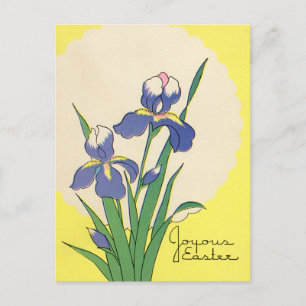 Vintag Ostern, Lila Garten Iris Blume Feiertagspostkarte