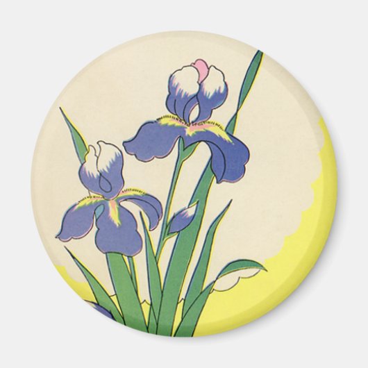 Vintag Ostern, Lila Garten Iris Blume Magnet (Vorne)