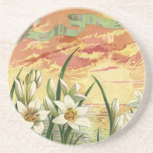 Vintag Ostern Lilies Sunrise und Viktorianische En Getränkeuntersetzer