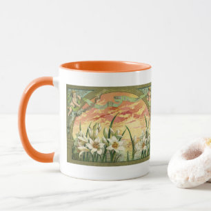 Vintag Ostern Lilies Sunrise und Viktorianische En Tasse