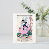 Vintag Ostern Modisch Bunny Postkarte (Stehend Vorderseite)