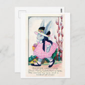Vintag Ostern Modisch Bunny Postkarte (Vorne/Hinten)