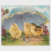 Vintag Ostern Niedliche Küken unter dem Sonnenschi Geschenkpapier (Flach)