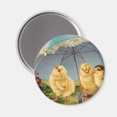 Vintag Ostern Niedliche Küken unter dem Sonnenschi Magnet (Vorderseite/Rückseite)